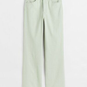 High Waist Twill Pants Light Green Size 16